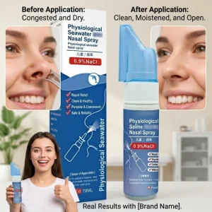 Saline Nasal Spray Physiological Seawater for Adults OEM Portable Safe Rapid Relief 70mL