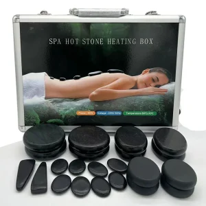 Salon Home Spa Relaxing Pain Relief 16Pcs pack Electric Hot Stone Massage Set with Warmer Kit