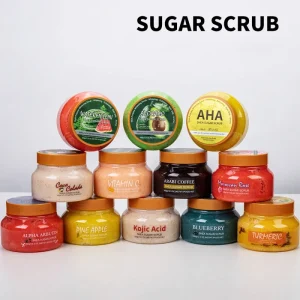 Salt Body Scrub Rose Sweet Orange Coconut Oil Turmeric Extract Fragrance Exfoliating Whitening Benefits Jar Packaging 350g