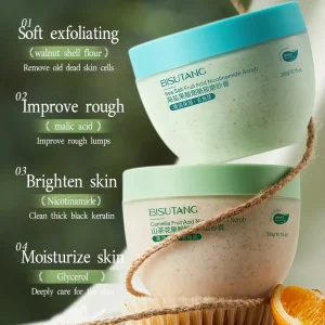 Sea Salt Body Scrub Malic Acid Niacinamide Deep Cleaning Exfoliating Moisturizing Brightening Skincare for Smooth