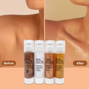 Shimmer Oil Moisturizing VitaminE Body Luminizer Face Brighten Waterproof Liquid Illuminator Glow Glitter Oil Highlighter Makeup