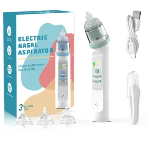 Silica Gel Electric Nose Cleaner for Baby Effective Nasal Aspirator with 67-75Kpa Suction Power IPX6 Waterproof