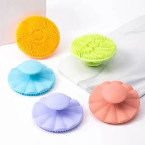 Silicone Cleaning and Massage Brush Manual Baby Bath Products with Shampoo Bathroom Set