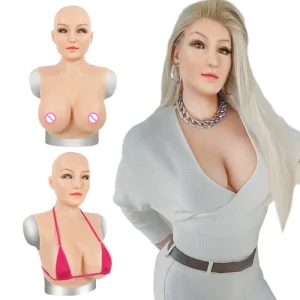 Silicone Head Mask Young Girl Face Breasts for Man to Woman Crossdressing with Fake Boobs for Transvestite Shemale Transgender