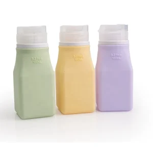 Silicone Refillable Square 100ml Body Lotion Bottle for Skincare
