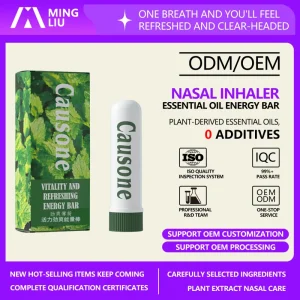 Single Hole Nasal Inhaler Factory OEM ODM Custom PP Herbal Mint Aromatherapy Stick for Energy Focus & Sinus Relief
