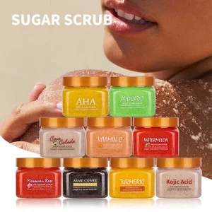 Skin Body Care 100% Pure Natural Sugar Scrub Exfoliating Brightening Moisturizing Fruit Shea Sugar Face and Body Scrub 610g