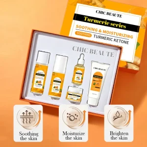 Skin Care Products Organic Acne Turmeric Skincare Set Korea Beauty Moisturizing Aging Turmeric Skin Care Set