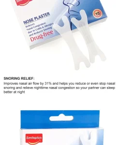 Smileplus Nasal Strips Extra Strength Drug Free Nasal Congestion Better Breathing Relieve Snoring Caused by Colds & Allergies