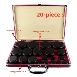 Spa Hot Massage Stone 20pcs Massage Stone with Aluminum Heating Box Heat Massage Kit Basalt Energy Stones