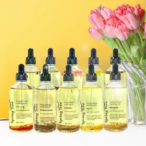 Spring Tree Private Label Face & Body Skin Care Flower Rose Massage Oil 100% Pure Natural Rose Petal Essential Oil Moisturizer