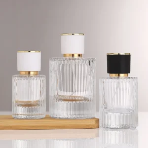 Square Flat Perfume Bottle Gold Cap 30ml 50ml 100ml Recyclable Glass Silk Screen Printed Matte Frost Surface Spray Cap