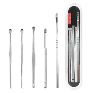 Stainless Steel Earpick Picker Screw Kit (BTI004) 5pcs 6pcs Set for Ear Wax Removal Premium Ear Wax Remover