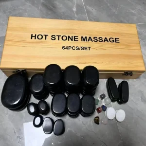 Stone Therapy Kit 64PCS Pain Relief Heat Compression Massage Stone Sauna Set