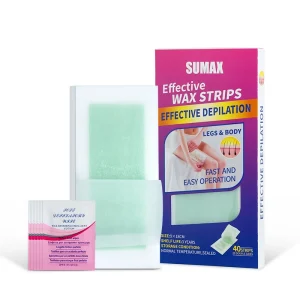 Sumax Professional Hair Removal 9*18 cm Ready to Use Wax Strips Four Color 20 Pcs Cold Wax Strips and 6 Wet Wipes