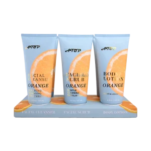Sweet Orange Skincare Set 6PCS Facial Cleanser Exfoliating Scrub & Body Lotion Trio for Hydrating & Nourishing Care