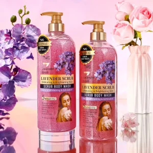 TWG RTS Lavender Fragrance Scrub Body Wash 1000ml Deep Cleaning Moisturizing Body Wash Whitening Exfoliating Shower Gel