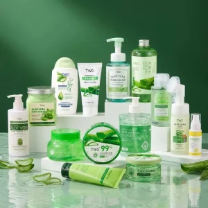 TWG RTS Refreshing Aloe Vera Gel Repairing Moisturizing Face Wash Toner Body Scrub Lotion After Sun Care Aloe Vera Skin Care Set