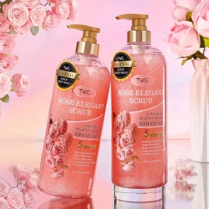 TWG RTS Rose Fragrance Scrub Body Wash 1L Smoothing Nourishing Body Wash Fragrance Exfoliating Brightening Shower Gel