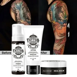 Tattoo Aftercare Set Foam Soap Cream Lotion Balm Brightener Soothing Tattoo Care Kits for New & Older Tattoos