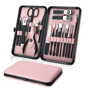Travel Home Use Pink Stainless Steel Women Grooming Kit Manicure Set Professional Nail Clippers Kit Pedicure Care Tools