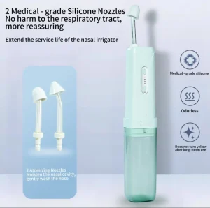Travel Portable Pulsating Nasal Irrigator 200ml Cordless Neti Pot Sinus Rinse Machine IPX7 Waterproof Nose Cleaner