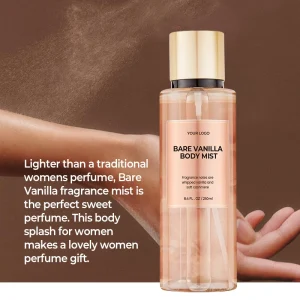 Travel Size Vanilla Body Mist Organic Aloe Vera Hyaluronic Acid Paraben Free Moisturizing Long Lasting Fragrance Toner Spray