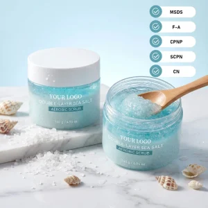 Triple-Graded Sea Salt Scrub Manufacturer Double Layer Water Oil Exfoliating Body Scrub with Hyaluronic Acid
