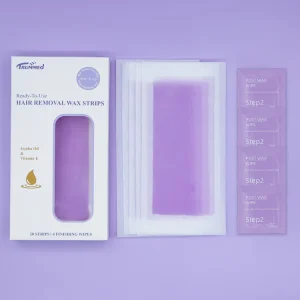 Trummed Light Blue Ready to Use Hair Removal Wax Strips for Sensitive Skin Body Leg Arm & Underarm Post Wax Oil Wipes 70mm*150mm