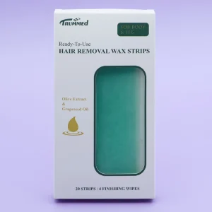 Trummed Ready Use Cold Wax Strips for Home Hair Removal Green Color for Normal Skin Arm Underarm Includes Post Wax Oil Wipes