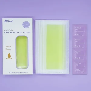 Trummed Ready Use Wax Strips for Hair Removal Yellow Color for Sensitive Skin Includes Post Wax Oil Wipes for Body Arm Underarm