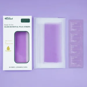 Trummed Ready to Use Wax Strips Custom Wax Strips Hair Removal for Normal Skin Body and Leg Light Purple Colored