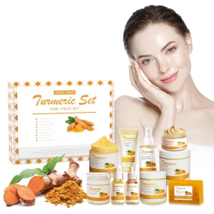 Tumeric Facial Kit Acne Removal Organic Turmeric Skin Care Set Face Body Care Turmeric Cleansing Set for Face