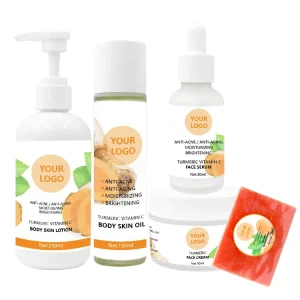 Turmeric Body Skin Care Set Hyaluronic Acid Vitamin C Lotion Anti Aging Moisturizing Whitening Eco Friendly Vegan for All Skin Types