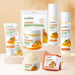 Turmeric Facial Beauty Products Body Scrub Soap with Whitening Skin Care Body Lotion Skin Care Set