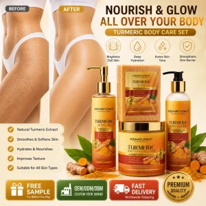 Turmeric Skin Whitening Lait Corporel Hydratant Curcuma OEM ODM Body Care Set Fade Dark Spots Body Wash Kit De Soins Au Curcuma