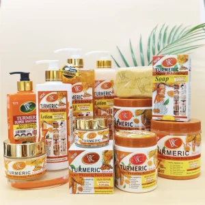 Turmeric Skincare Set Face Body Cream Oil Scrub Soap 7 Days Whitening Brightening Moisturizing Kit