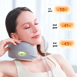 U Shape Neck Massager with Heating Therapy Adjustable 3-Level Warm Cervical Support Pillow for Neck Relaxation Travel