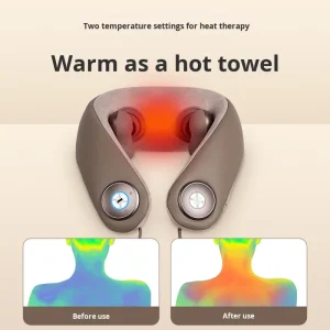 U Shaped Heated Neck Massager Shoulder and Neck Massager with Kneading Trapezius Massage Voice Music OEM Custom Logo