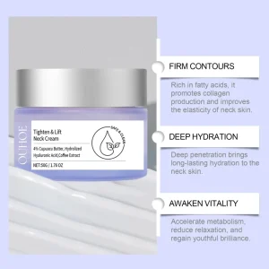 Vegan Anti Wrinkle Night Neck Cream for Moisturizing Smooth Soft Skin Desalinating Effect for Neck Face All Skin Types