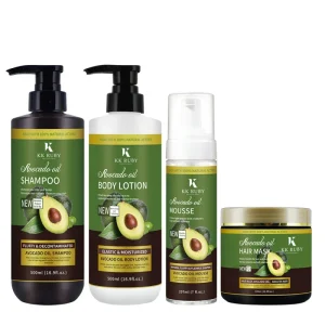 Vegan Avocado Hair Care Styling Kit Natural Skin Care Set Moisturizing Nourishing Anti-Dandruff Body Cream