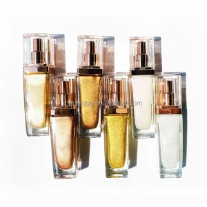 Vegan Body Shimmer Oil Private Label Liquid Body Face Highlighter Skin Glow Whitening Face Glitter Spray Shimmer Body Oil