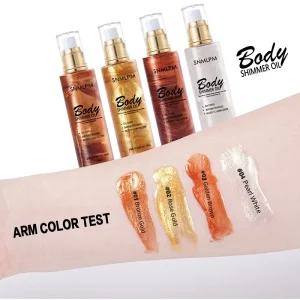 Vegan Cruelty Free Alcohol free Liquid Highlighter Makeup Pink Golden Shine Nourishing Tanning Bronzer Body Shimmer Oil