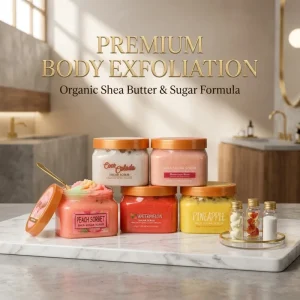 Vegan Exfoliating Body Scrub OEM ODM Fruit Scrub Body Wash Shea Sugar Turmeric Private Label Body Scrub with Vitamin C