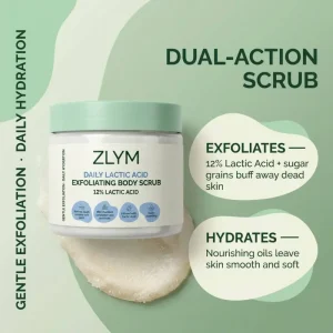 Vegan Lactic Acid Body Scrub 12% AHA Exfoliating Cruelty Free Hydrating Smoothing Sugar Scrub Sensitive Skin