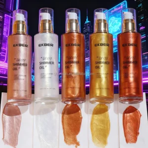 Vegan Perfumed Body Glitter Peptide Sun Tan Makeup Glowing Skin Shimmering Flash Gold Bronze Tanning Oil Body Shimmer Oil