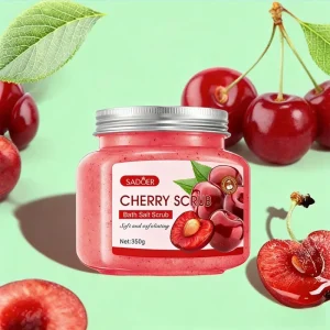 Vegan Sea Salt Bath Body Paste Cream Cherry Extract Vitamin C Organic Acids Natural Exfoliating Antioxidant Brightening