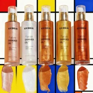 Vegan Shimmer Oil Body Makeup Silver Rose Gold Bronze Skin Glow Glitter Highlighter Body Shimmer Oil for Women