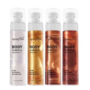 Vegan Tanning Oil Liquid Illuminator Makeup Shimmer Body Oil for Skin Glow Organic Shimmering Oil
