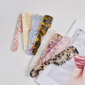 Vintage Marble Pattern Cellulose Acetate Comb 18cm Professional Detangler for Women Daily Styling Hair Care